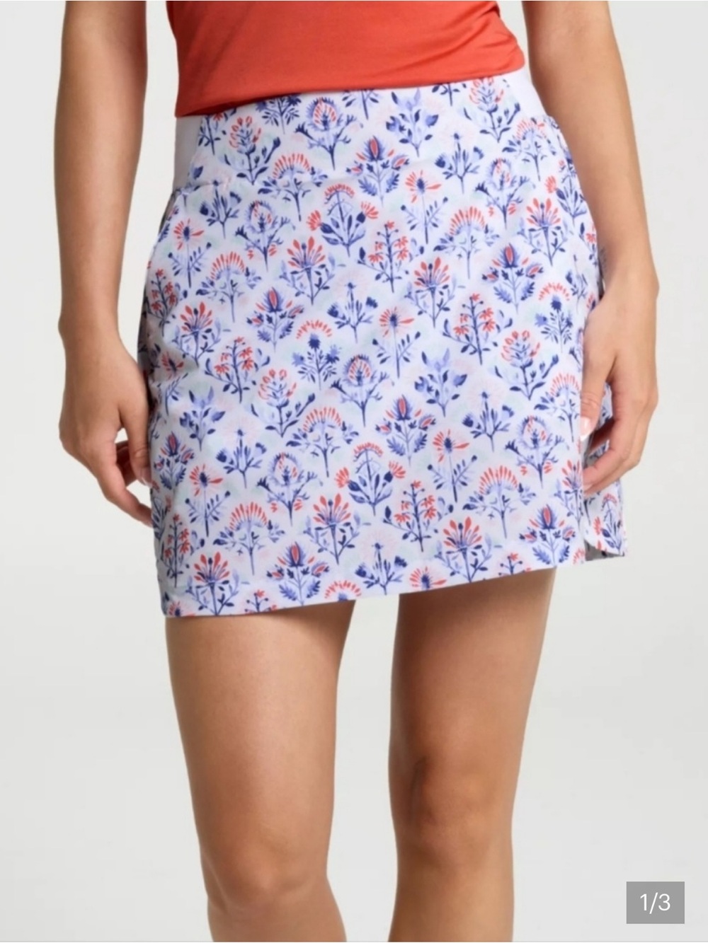 Walter Hagen White Floral Golf Skort with Blue and Coral Print New with tag